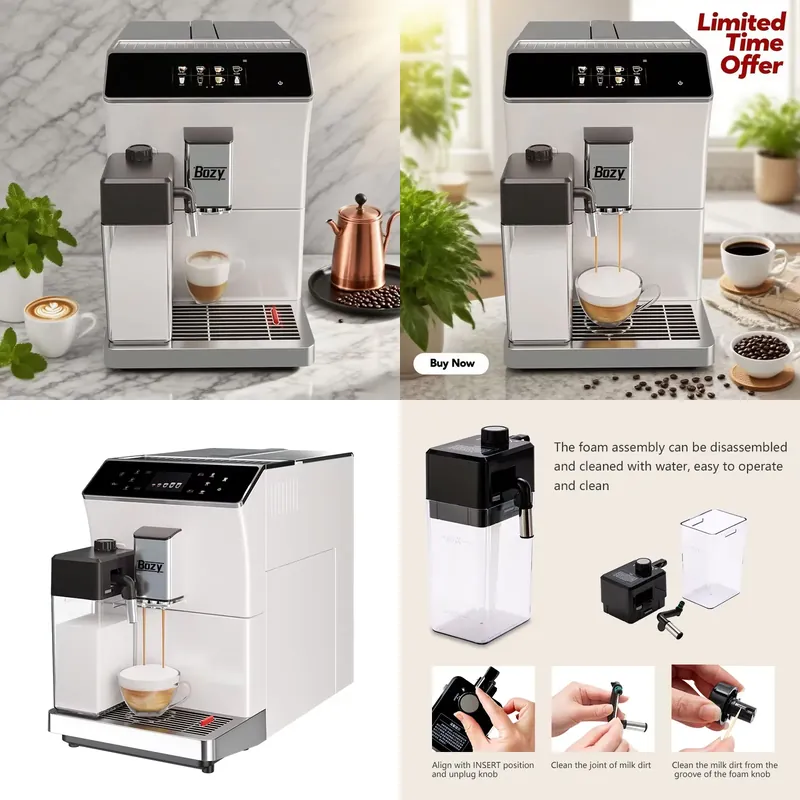 Milk Frother Automatic - Automatic Espresso Coffee Machine with Grinder