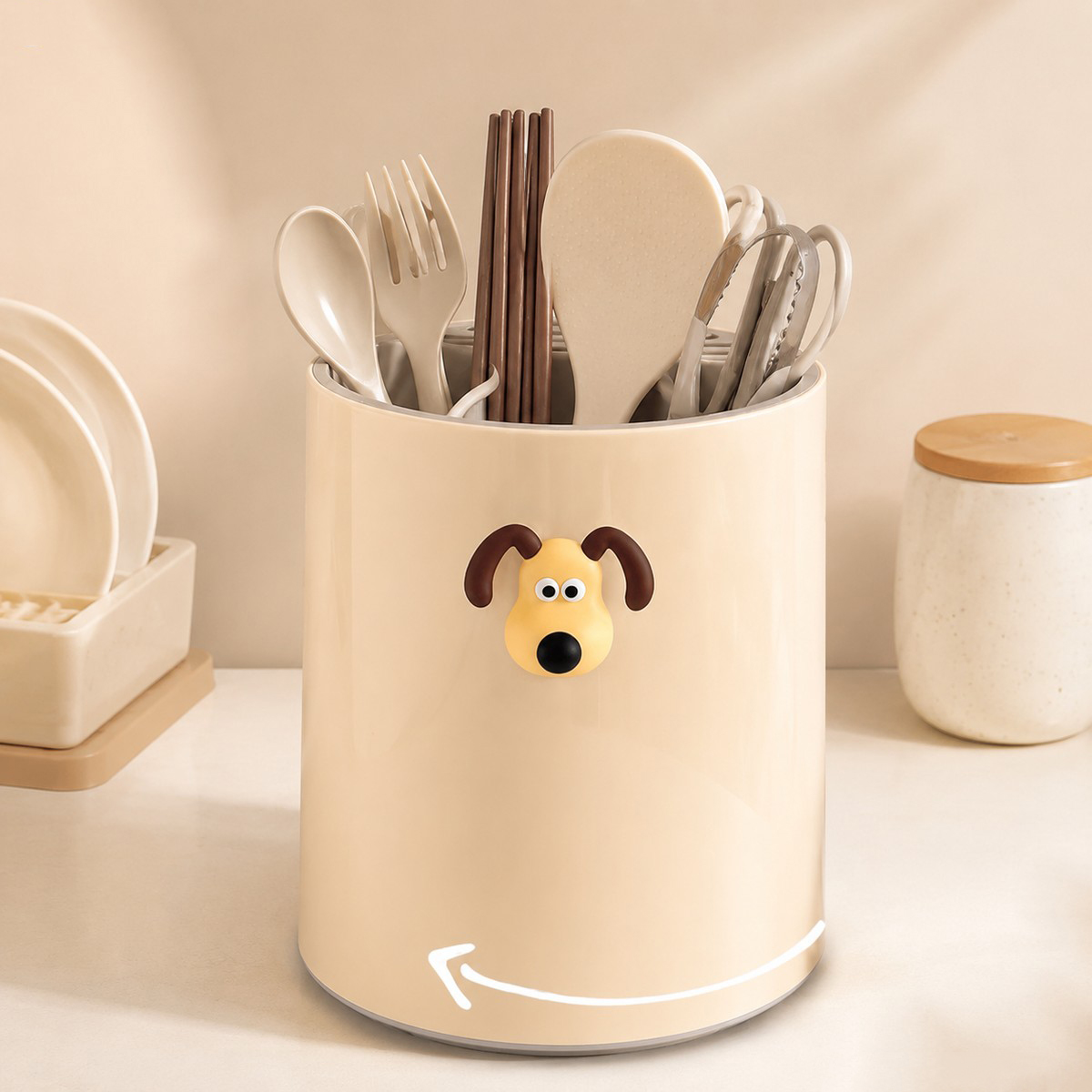 Kitchen Appliances Large - 360° Rotating Kitchen Utensils Holder Fork