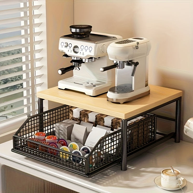 Kitchen Appliances Small - Coffee Maker Stand with Storage Basket,